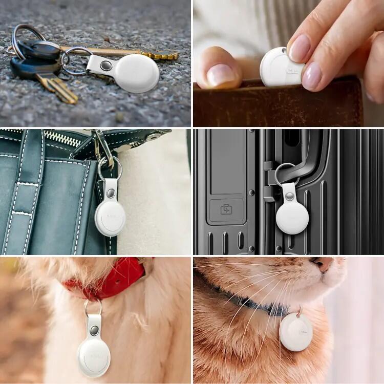 Pack de 3 porte-clés similicuir avec tracker intégré Mili Blanc 3/5