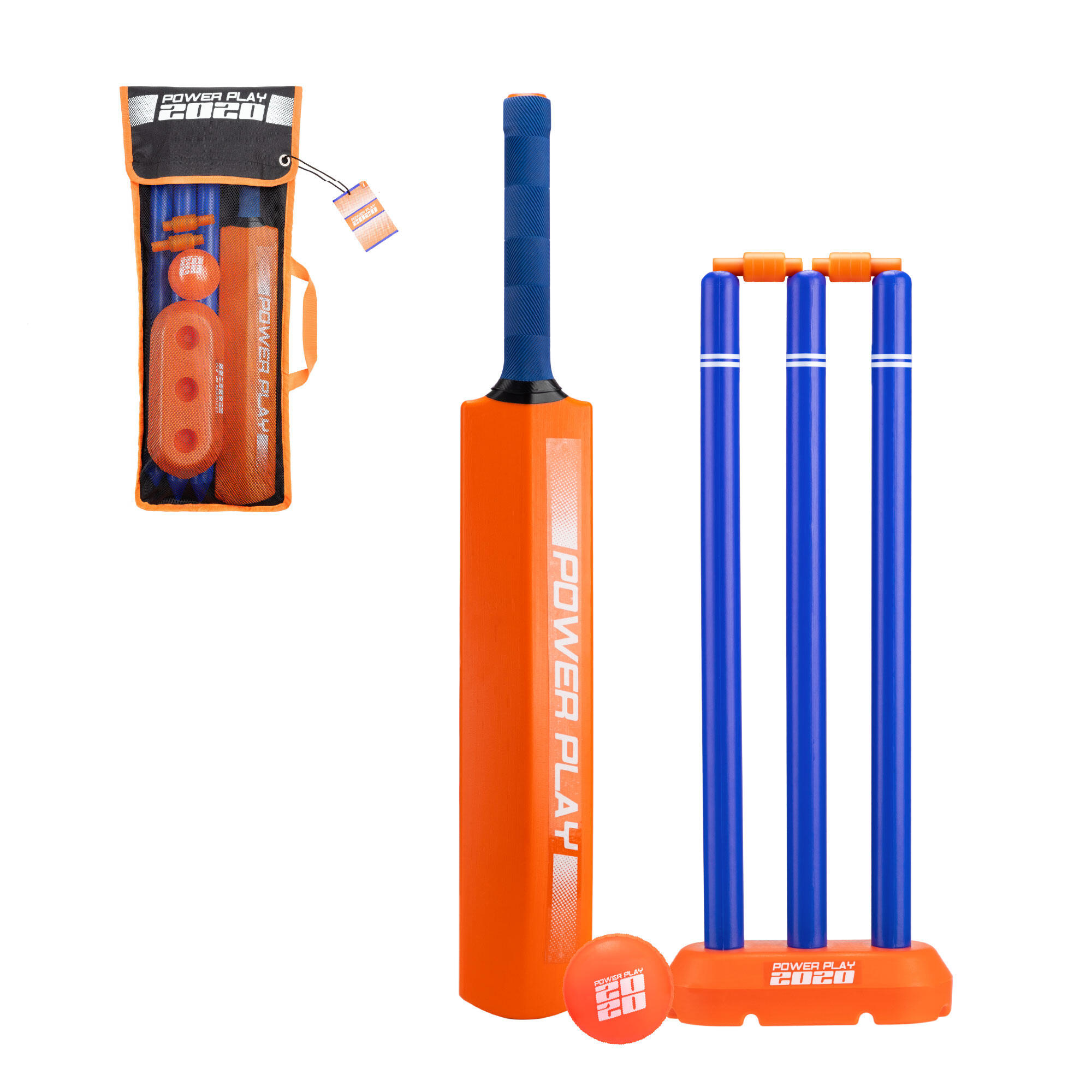 POWERPLAY Powerplay Plastic Cricket Set for Kids, Lightweight Ball, Stumps & Bat, Orange