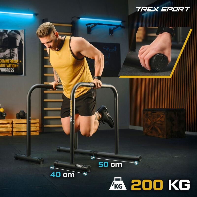 Poręcze stacjonarne regulowane do dipów i pompek Trex Sport TX-040DS max. 200kg