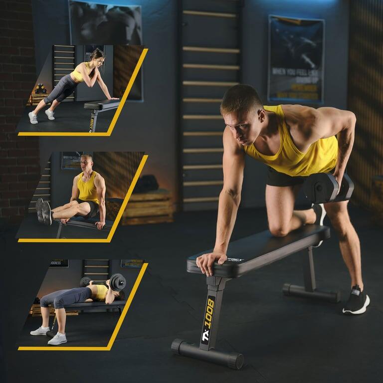 Banco plano de musculación Trex Sport TX-100B plegable 120 kg 4/7