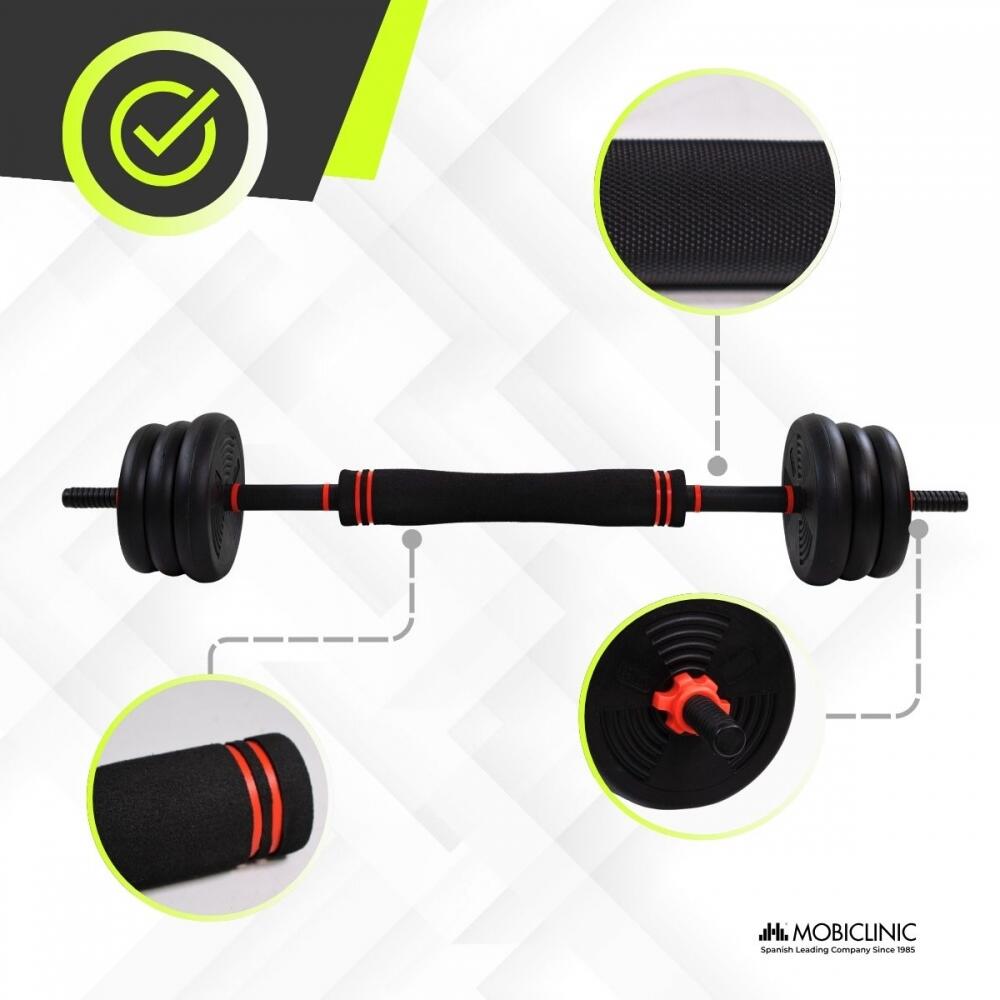 Paar 20 kg verstelbare halters (60-110 cm) met kettlebell-bevestigingen 5/7