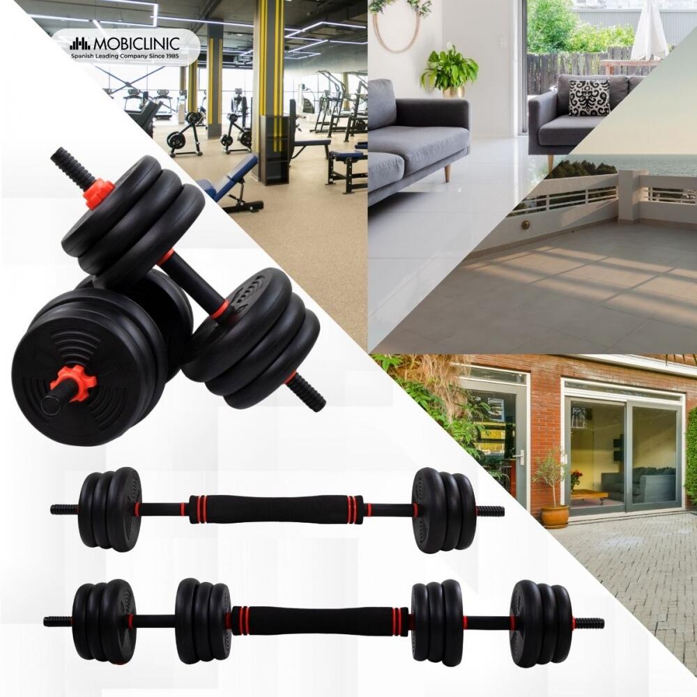 Paar 20 kg verstelbare halters (60-110 cm) met kettlebell-bevestigingen 7/7