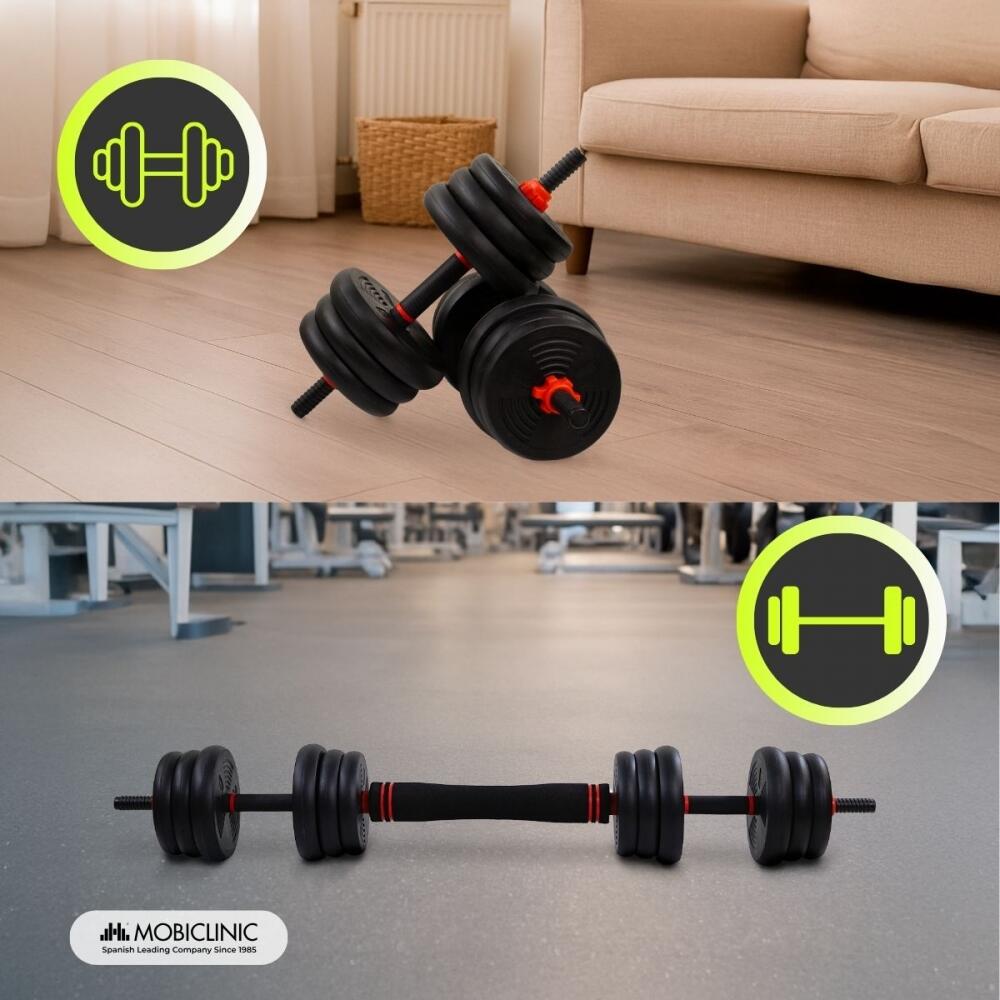 Paar 20 kg verstelbare halters (60-110 cm) met kettlebell-bevestigingen 3/7