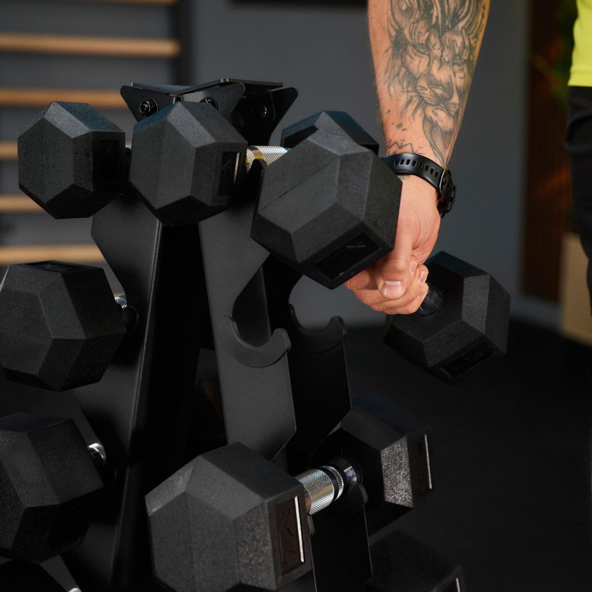 Stojak na hantle Trex Sport TX-055DR wielopoziomowy 10 miejsc (5 par) do150kg 4/7