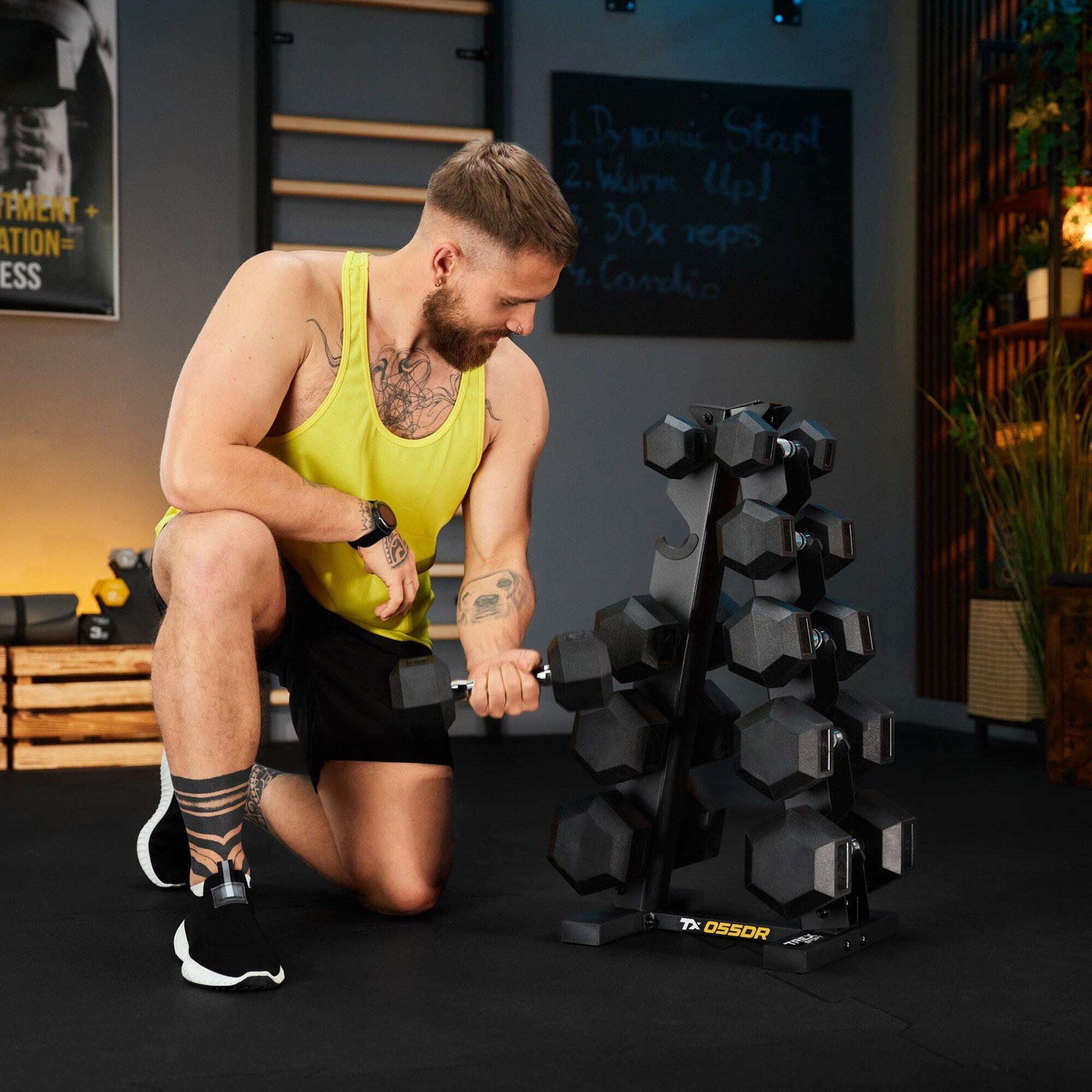 Stojak na hantle Trex Sport TX-055DR wielopoziomowy 10 miejsc (5 par) do150kg