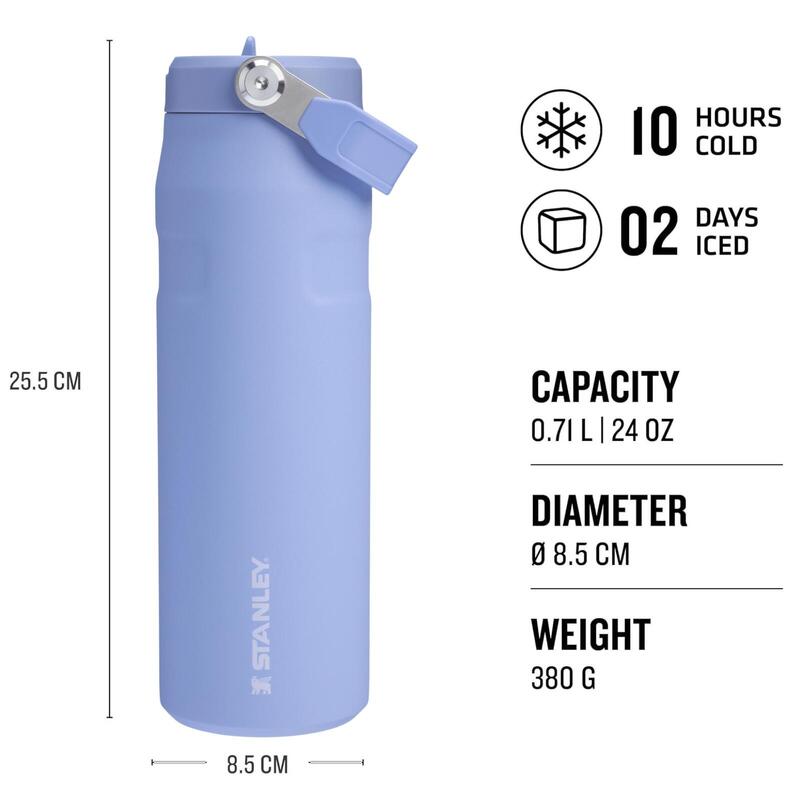 Termos tip sticla cu pai - Iceflow Flip Straw 2.0 - Bleu - 0.7 L
