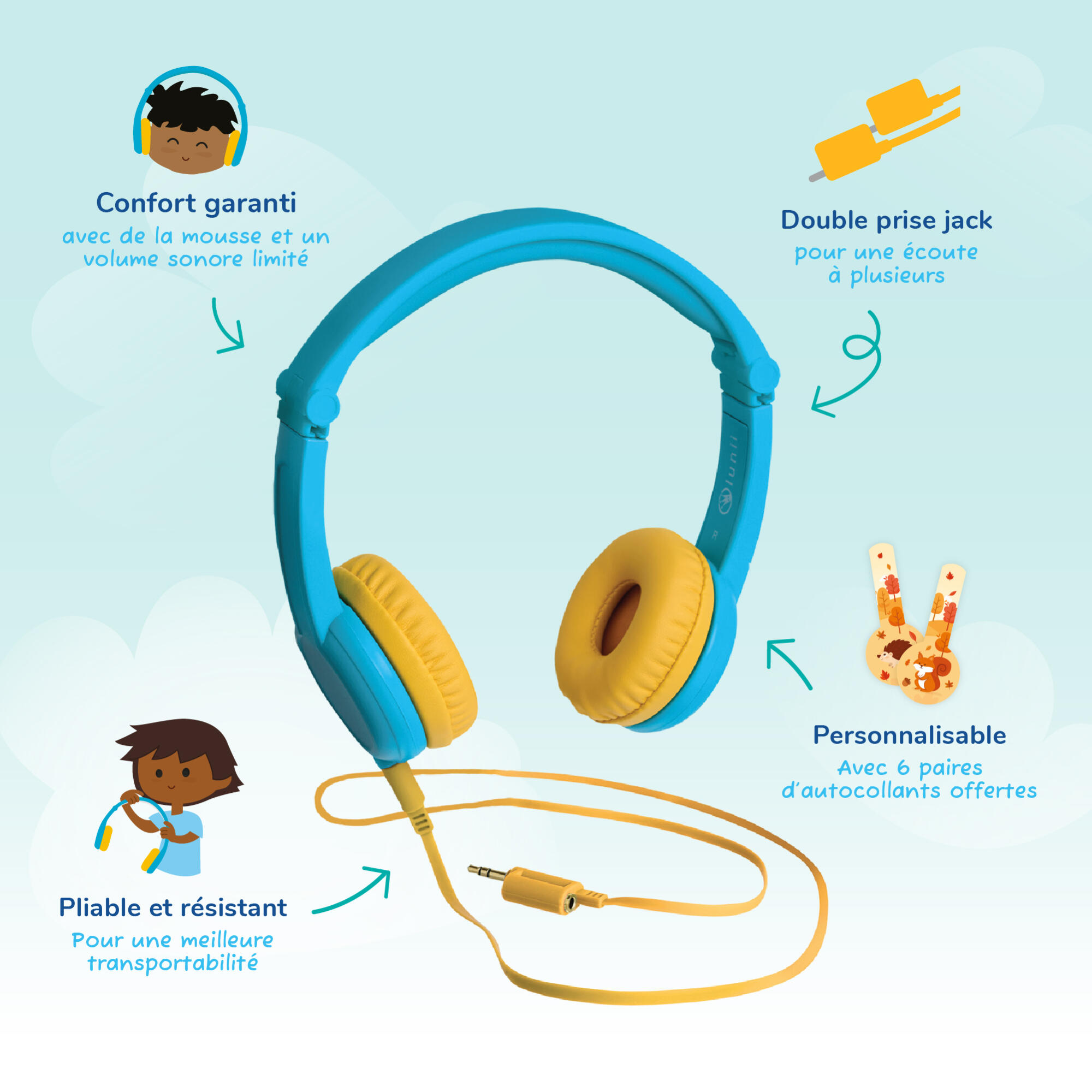 Lunii - Casque audio bleu – pour les enfants de 3 à 8 ans 3/6