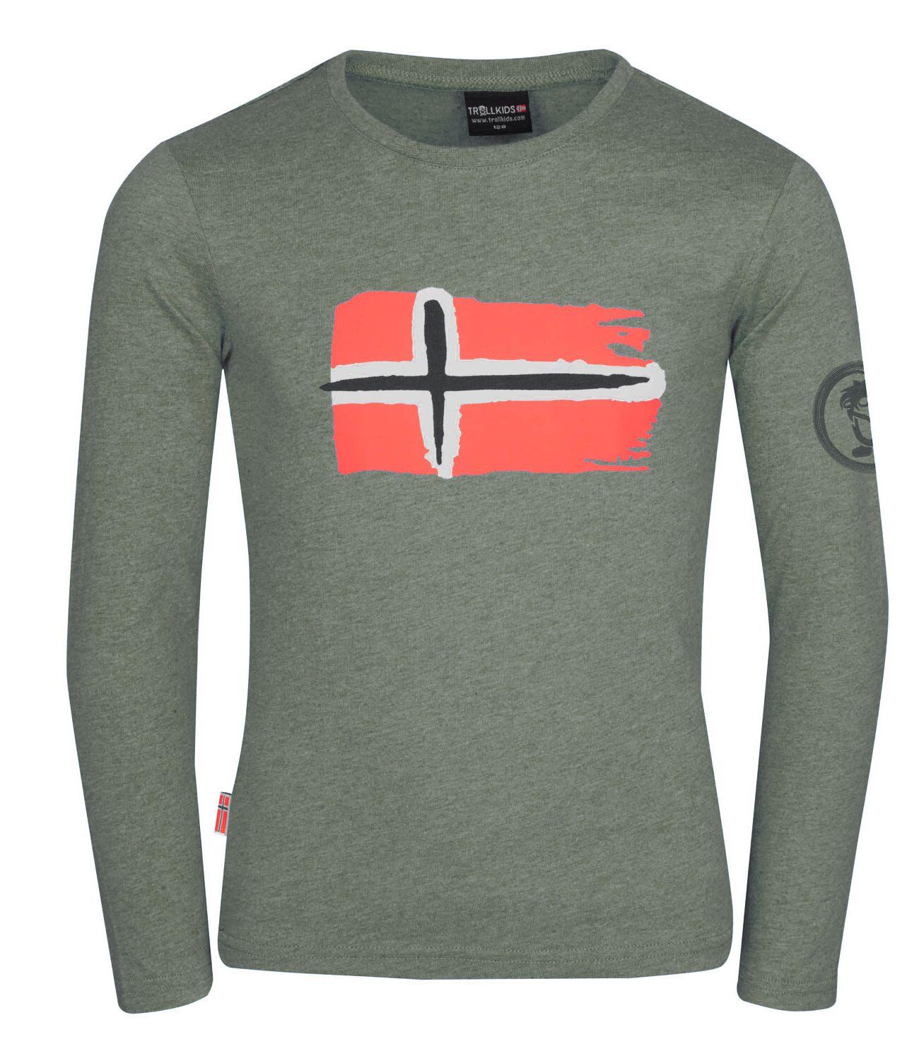 TROLLKIDS Kinder Longsleeve Oslo Lehmgrün