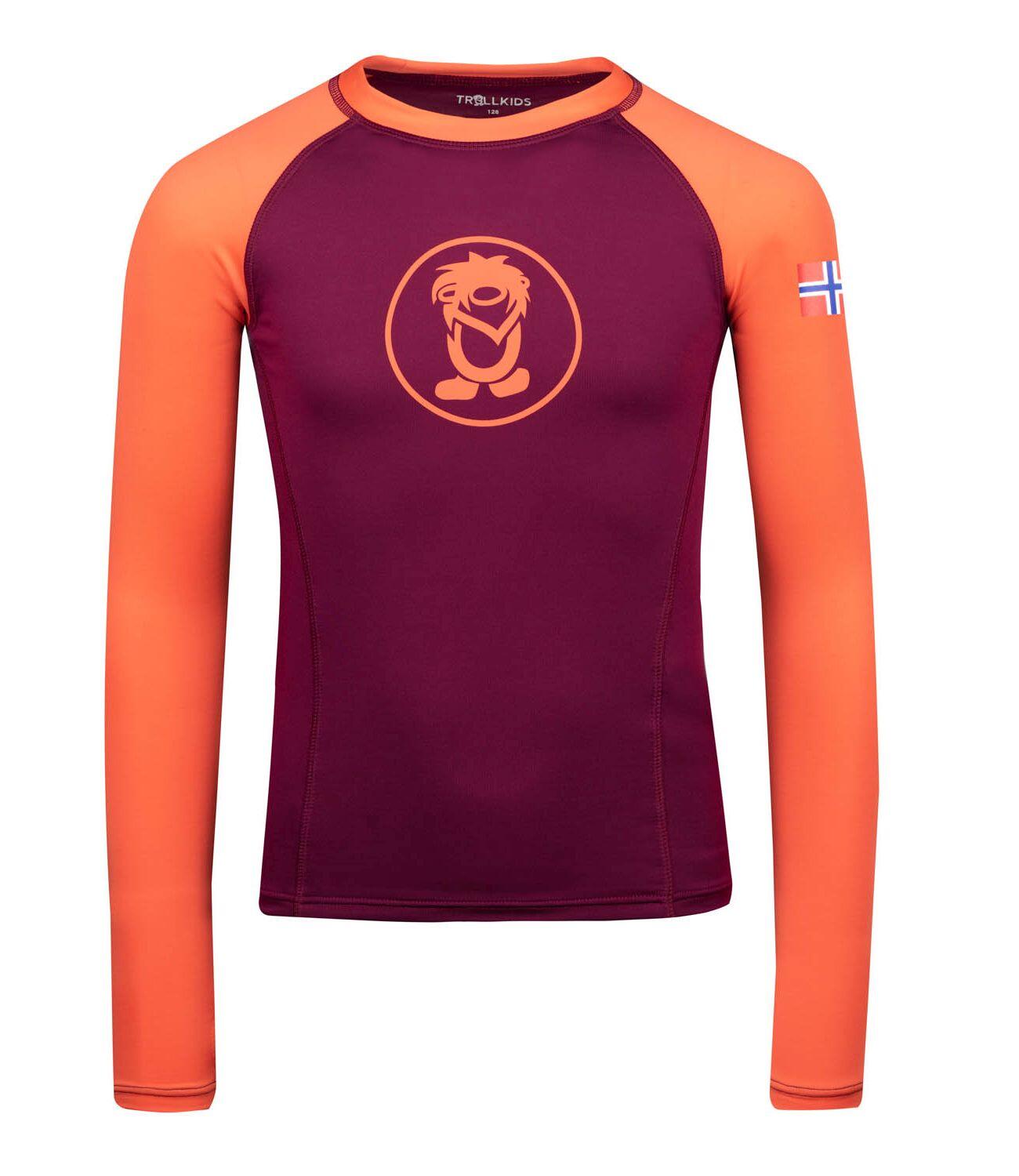 TROLLKIDS Kinder Longsleeve Kvalvika Maulbeere/Pfirsich
