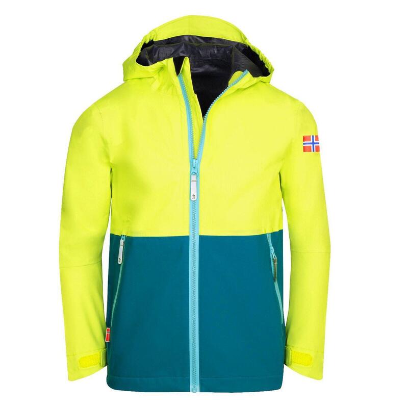 Veste de pluie enfant Haugesund jaune citron/bleu pétrole