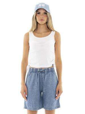 Geripptes Damen-Tanktop mit Schnürsenkeln Leone Fancy Stripes