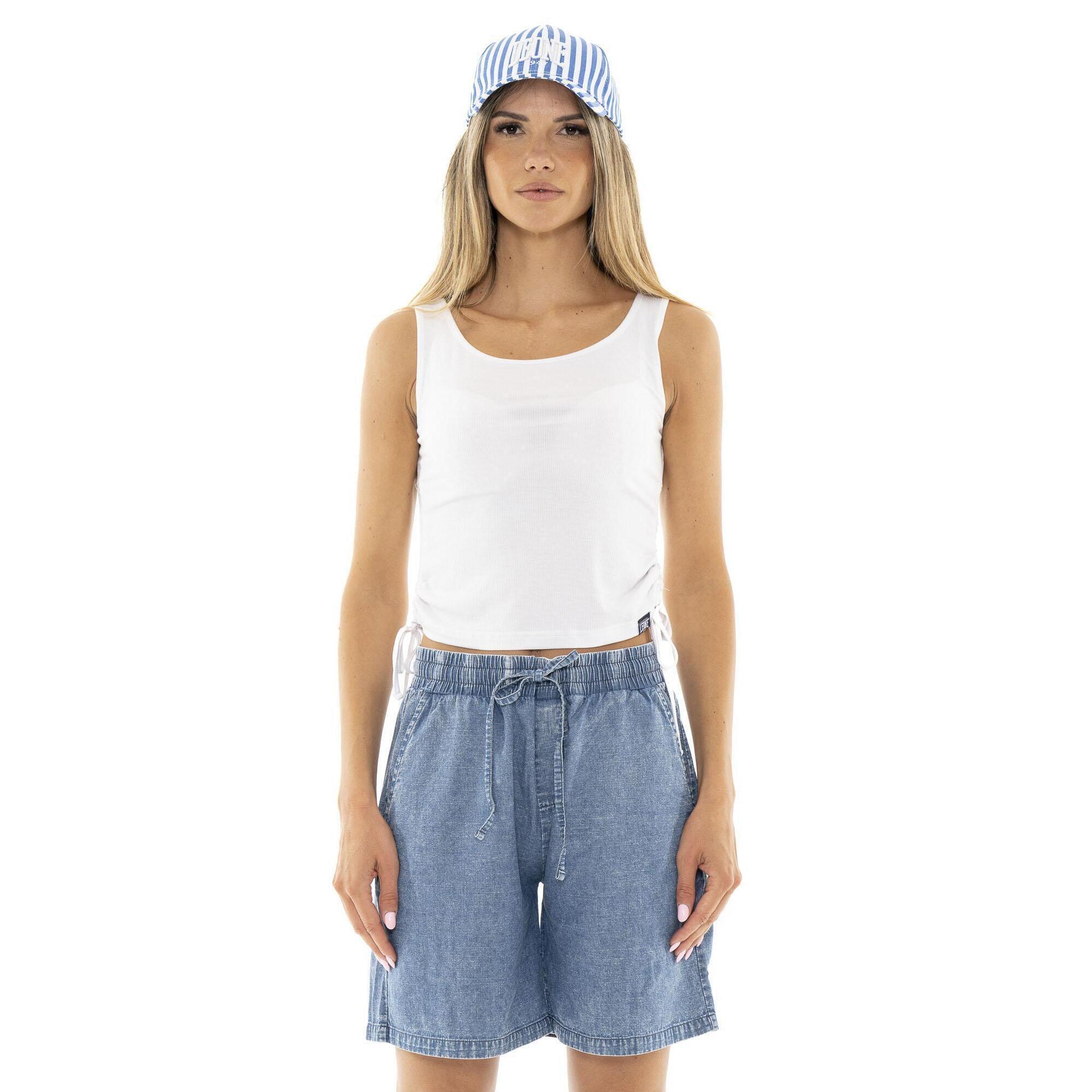 Leone 1947 Apparel - Débardeur Côtelé À Lacets Femme Leone Fancy Stripes - Débardeur - Blanc - Decathlon
