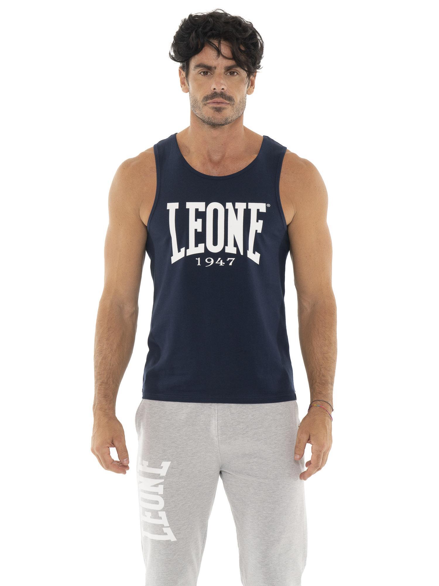 Koszulka męska Leone 1947 Apparel bez rękawów z dużym logo styl bokserski