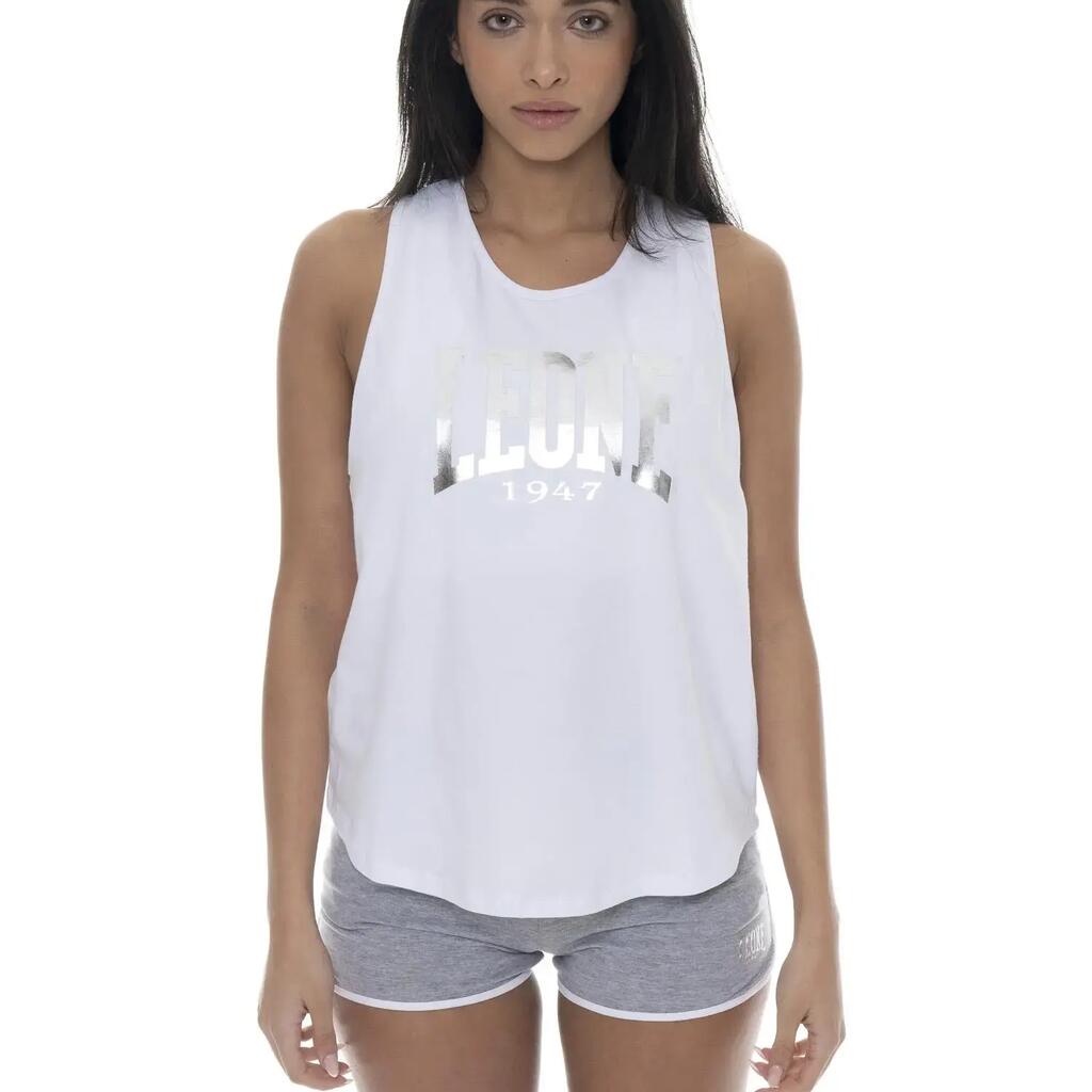 Leone 1947 Apparel women's cotton tank top with large metal logo on the front.
