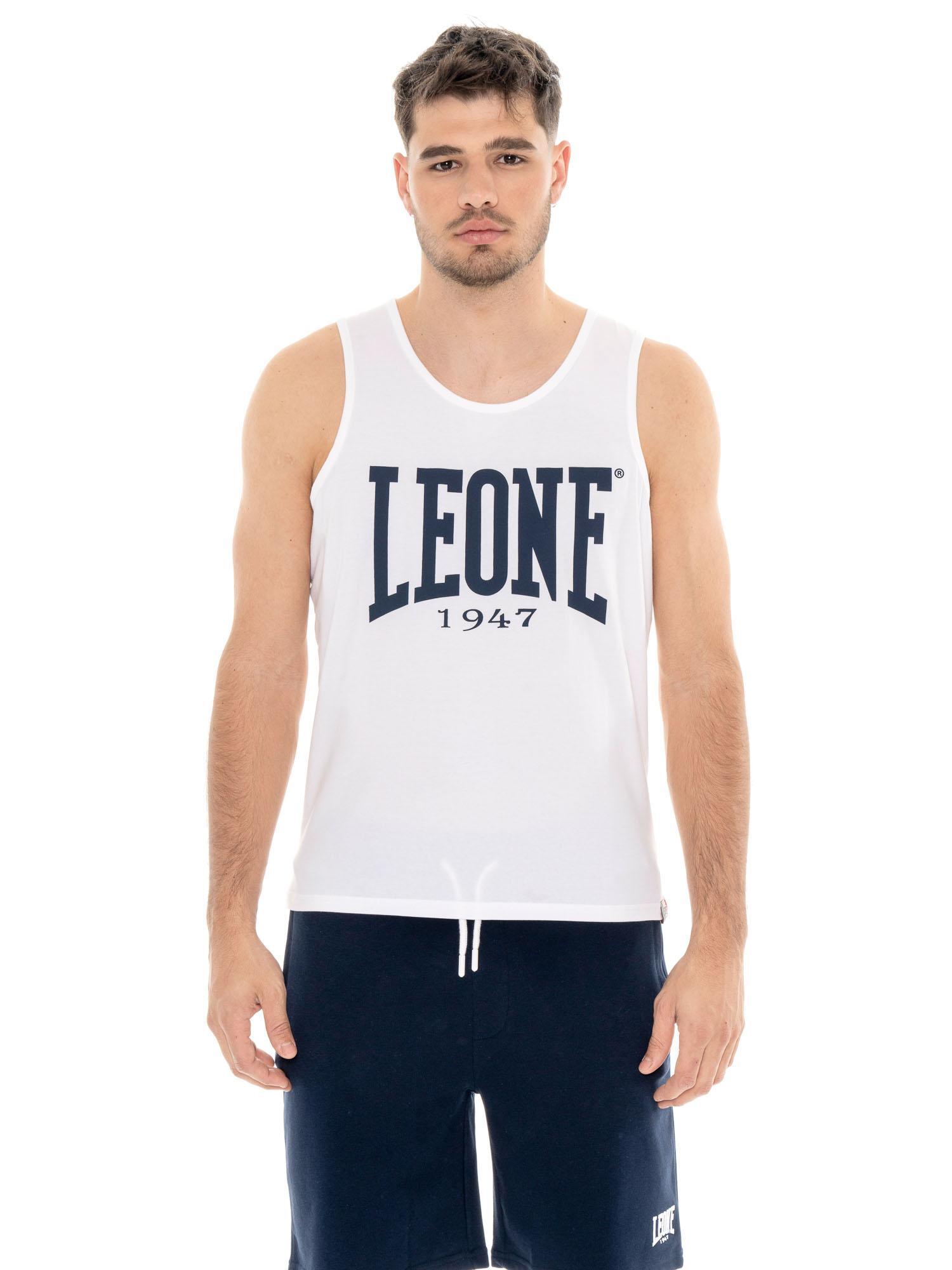 Koszulka męska Leone 1947 Apparel bez rękawów z dużym logo styl bokserski
