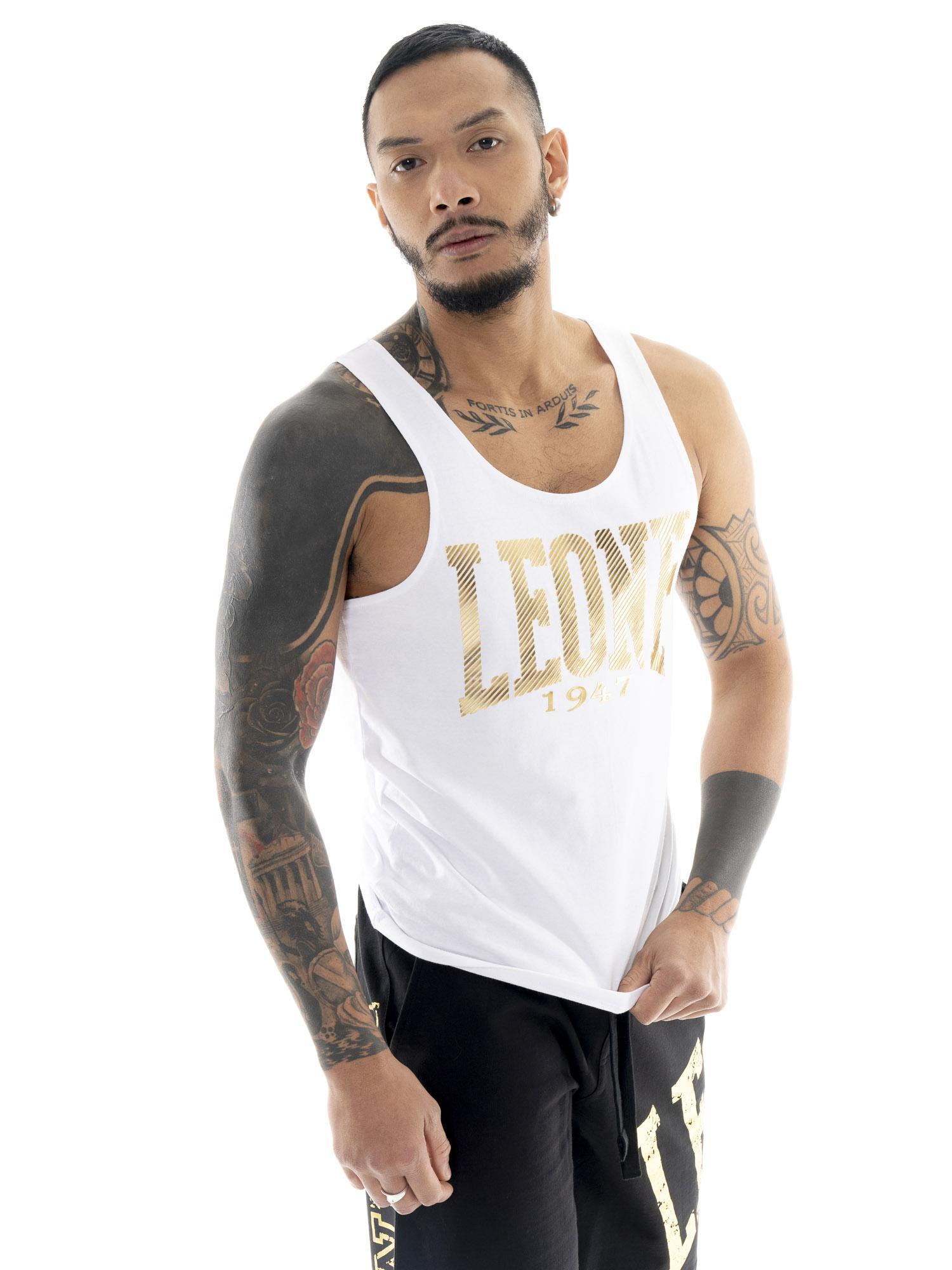 Camiseta de tirantes de hombre Leone Stripe Gold de algodón elástico 5/5