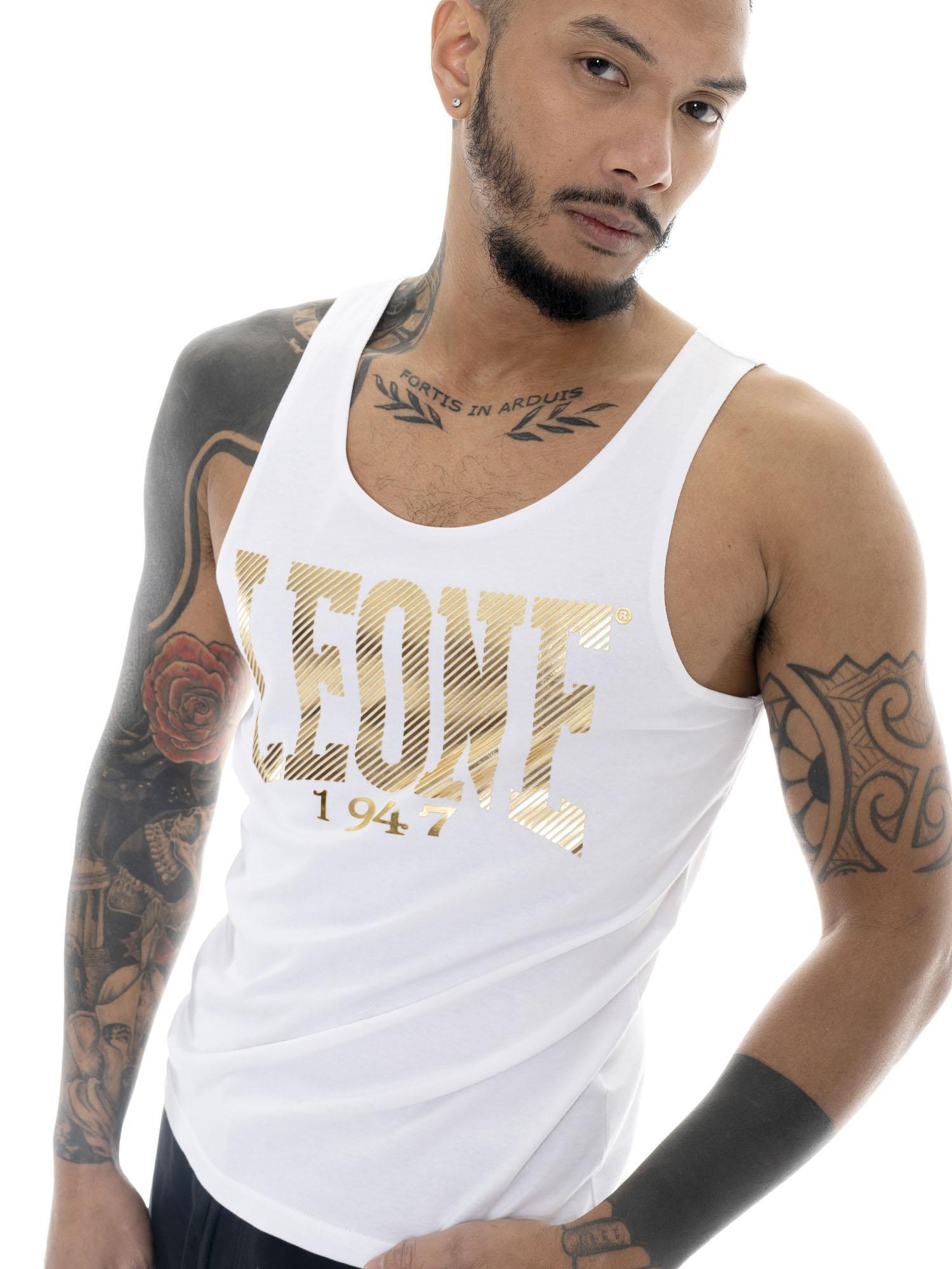 Camiseta de tirantes de hombre Leone Stripe Gold de algodón elástico 3/5