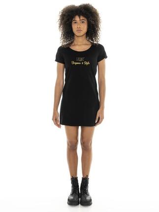 Leone Chic Gold-Maxi-T-Shirt-Kleid aus Stretch-Baumwolle