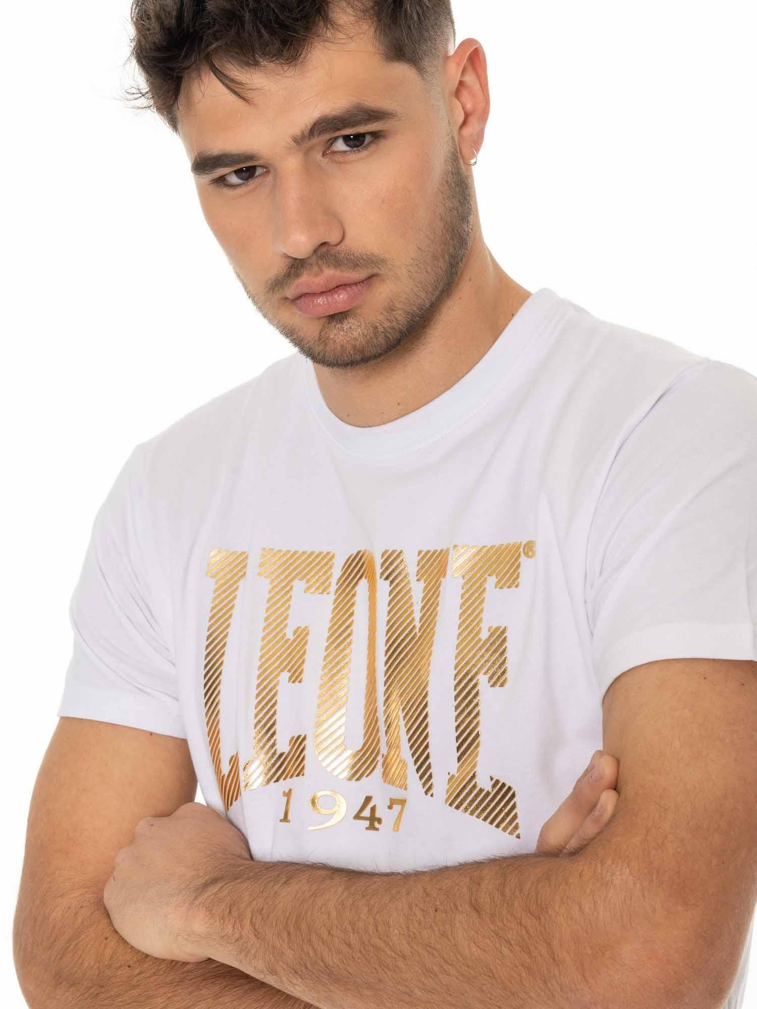 T-shirt à manches courtes Leone Stripe Gold Stretch Cotton pour hommes 5/5