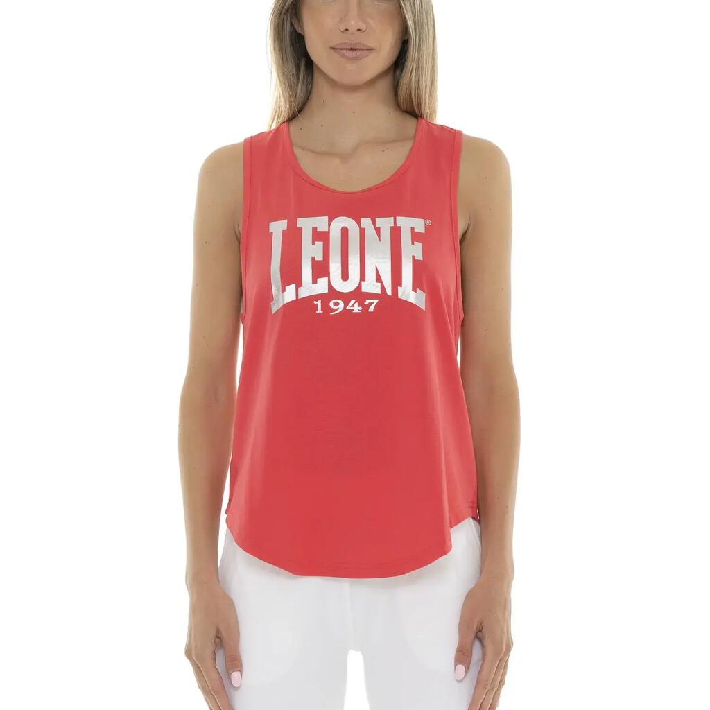 Leone 1947 Apparel women's cotton tank top with large metal logo on the front.