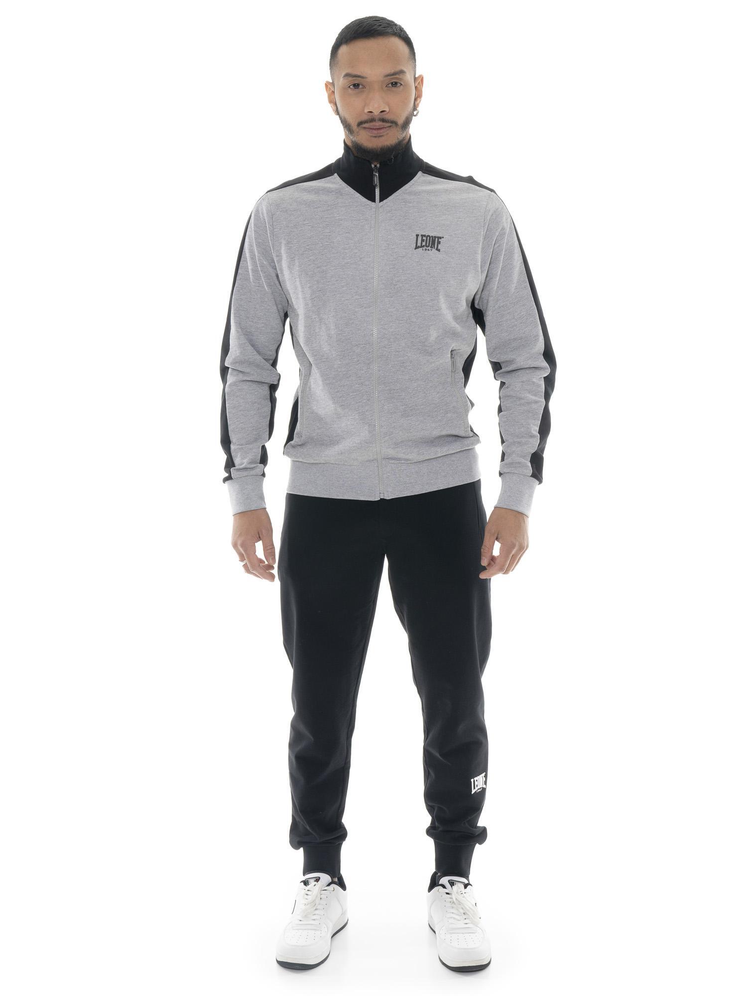 LEONE 1947 APPAREL Tuta da uomo in cotone non garzato con colletto e zip Leone Basic