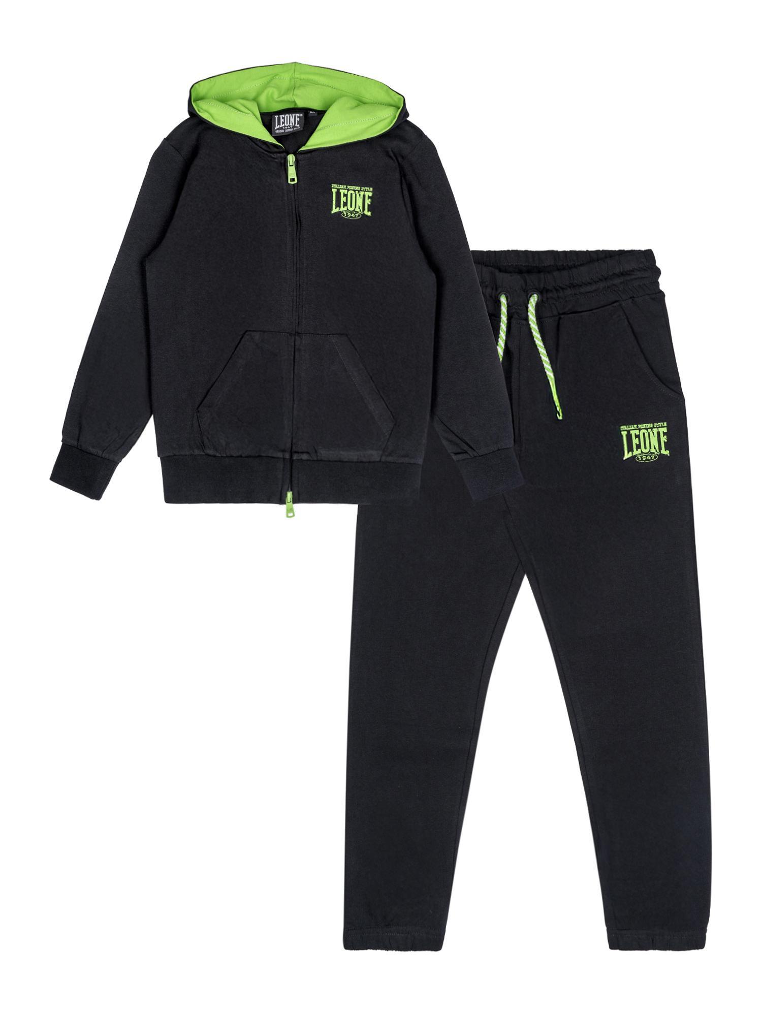 LEONE 1947 APPAREL Tuta da bambino in cotone non garzato con cappuccio e zip Leone Boxing