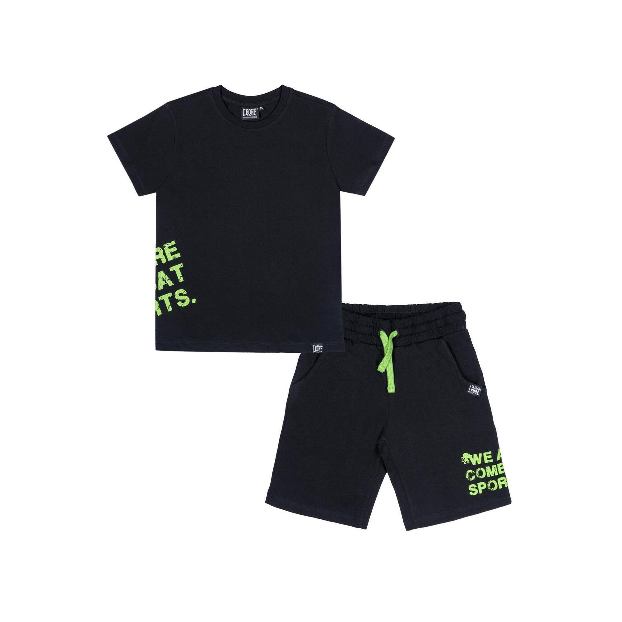 Leone 1947 Apparel - Ensemble Enfant Composé D'Un T-shirt Et D'Un Short En Coton Leone Boxing - Survêtement - Noir -  4 À 6 Ans - Decathlon