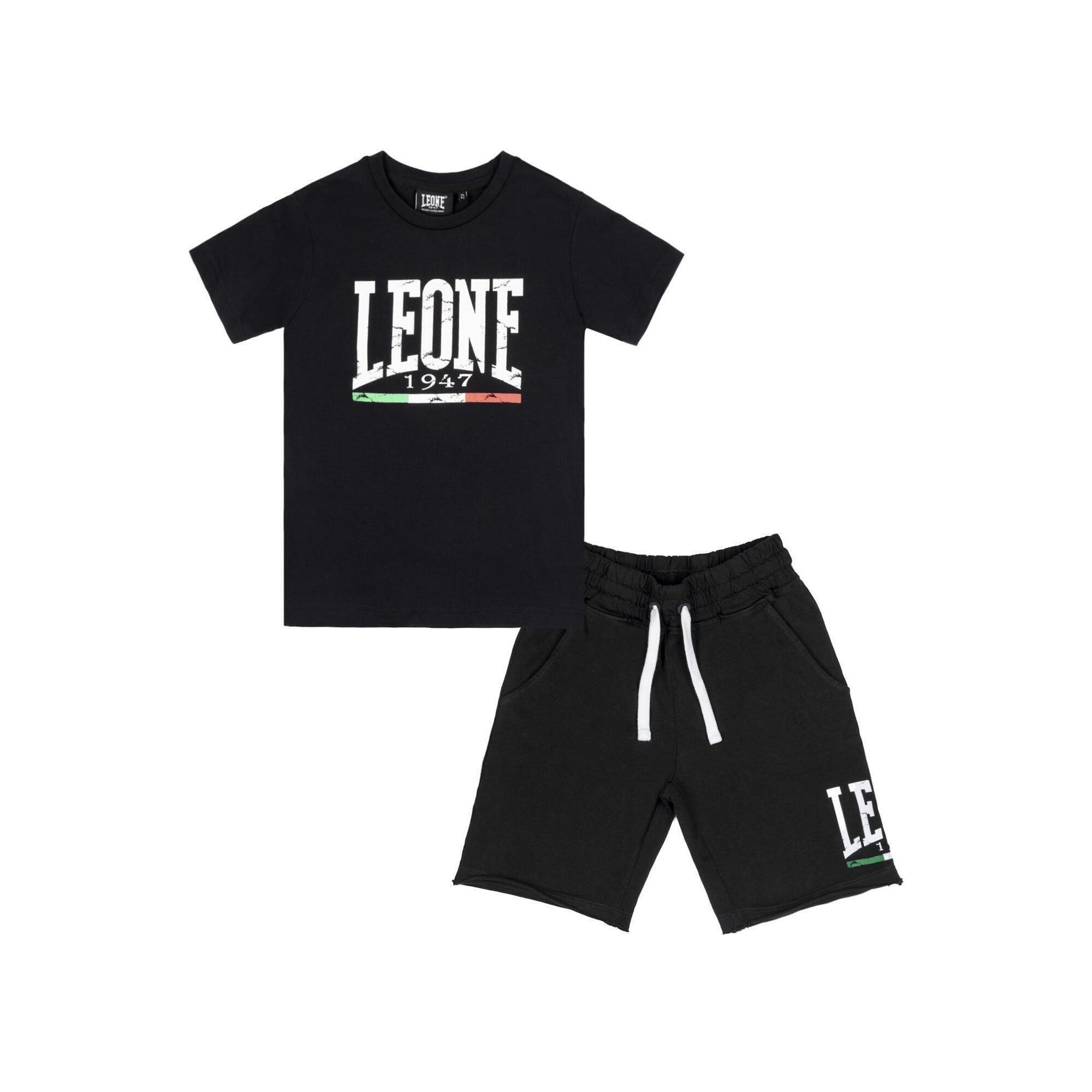 Leone 1947 Apparel - Ensemble Enfant Composé D'Un T-shirt Et D'Un Short En Coton Leone Original - Survêtement - Noir - Decathlon