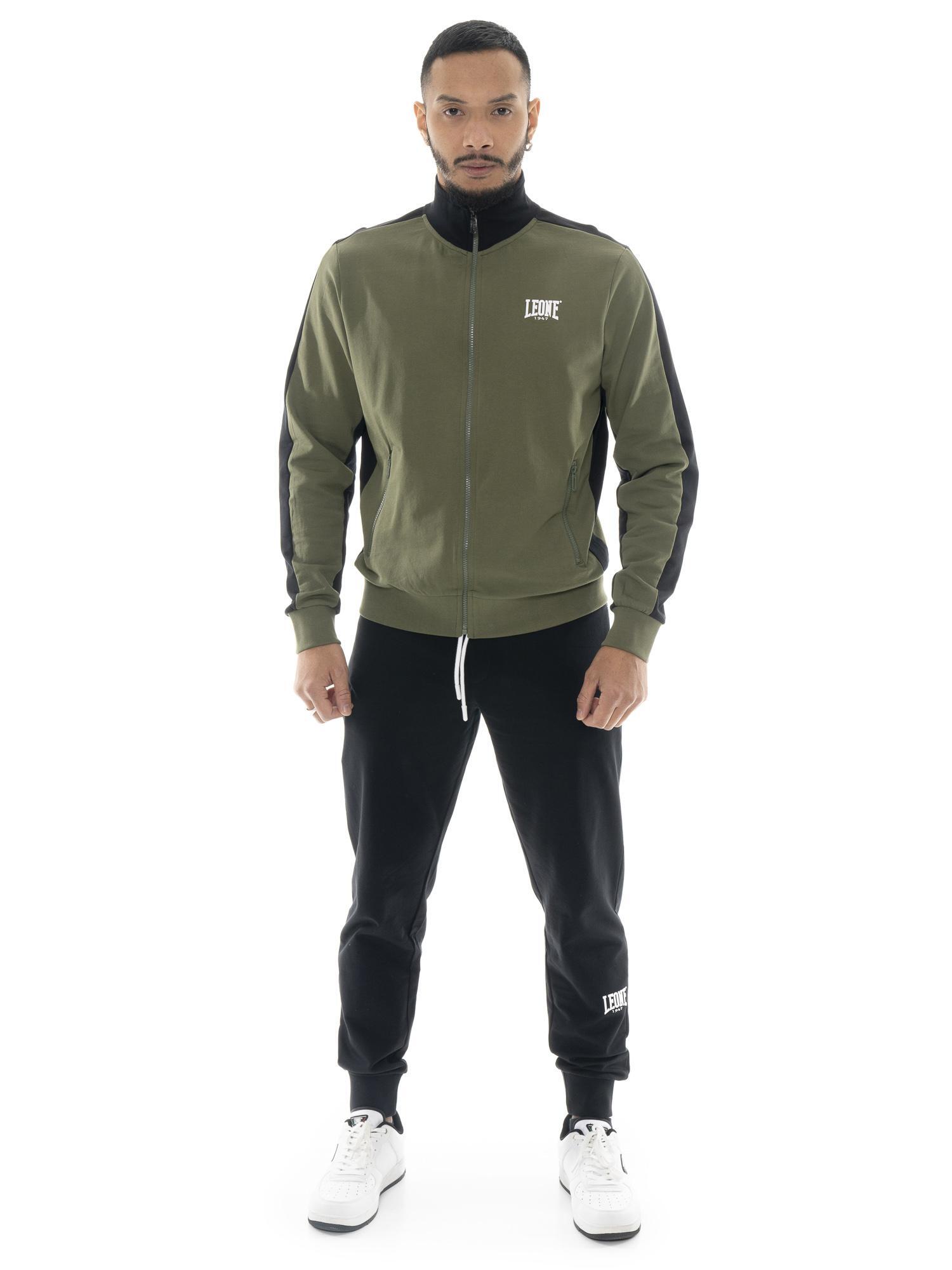 LEONE 1947 APPAREL Tuta da uomo in cotone non garzato con colletto e zip Leone Basic