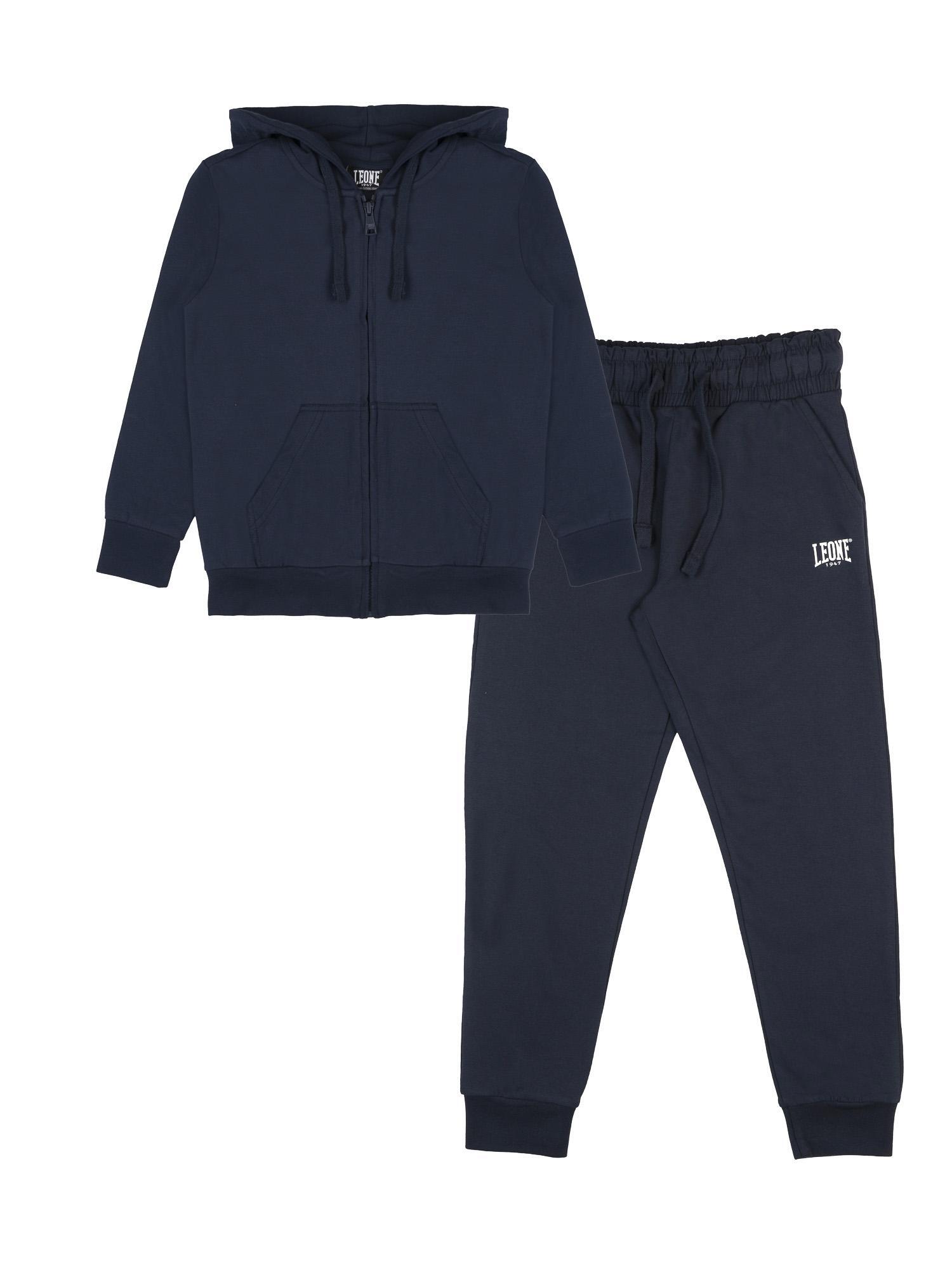 LEONE 1947 APPAREL Tuta da bambino in cotone non garzato con cappuccio e zip Leone New Basic