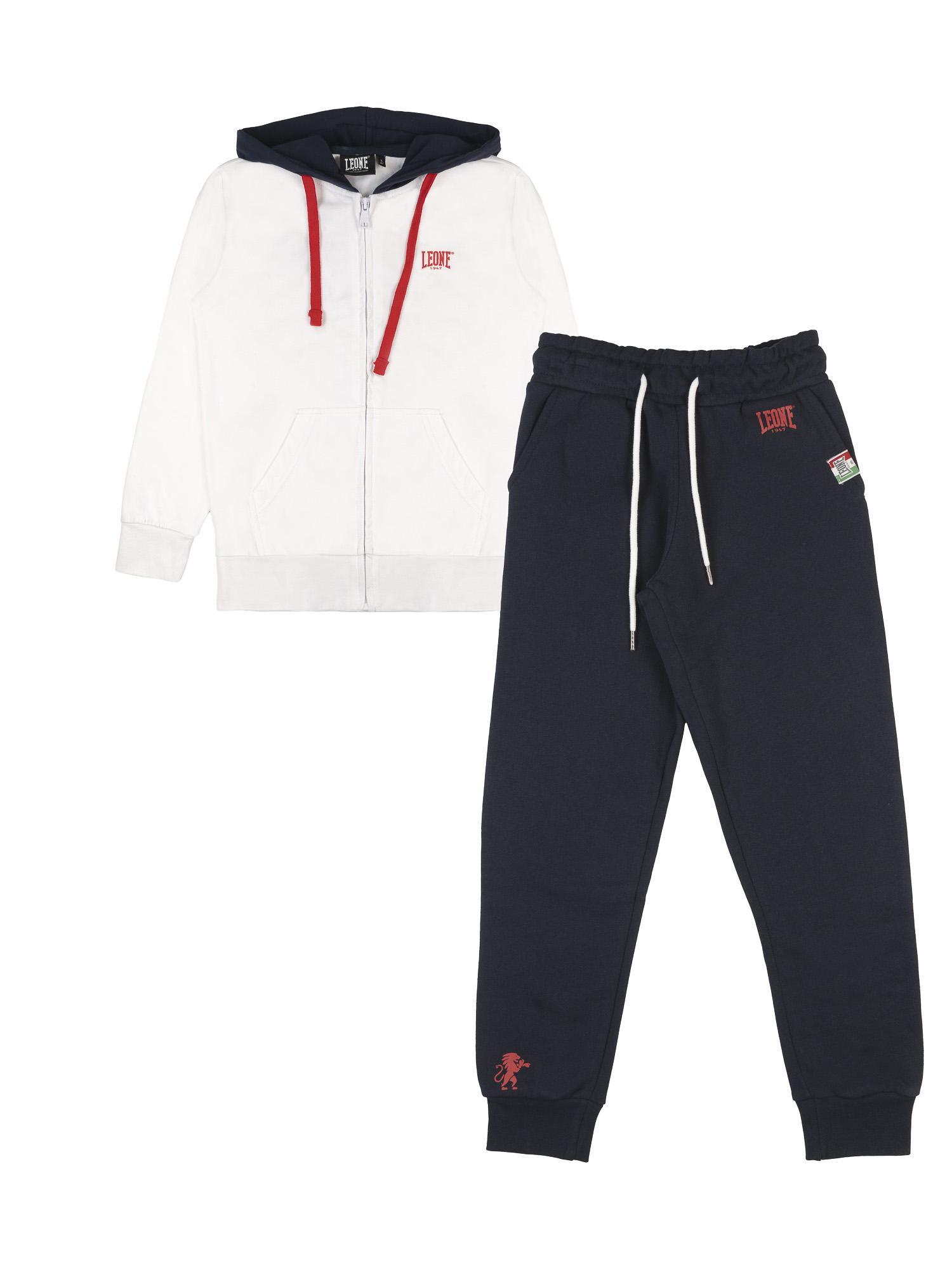 LEONE 1947 APPAREL Tuta da bambino in cotone non garzato con cappuccio e zip Leone New Basic