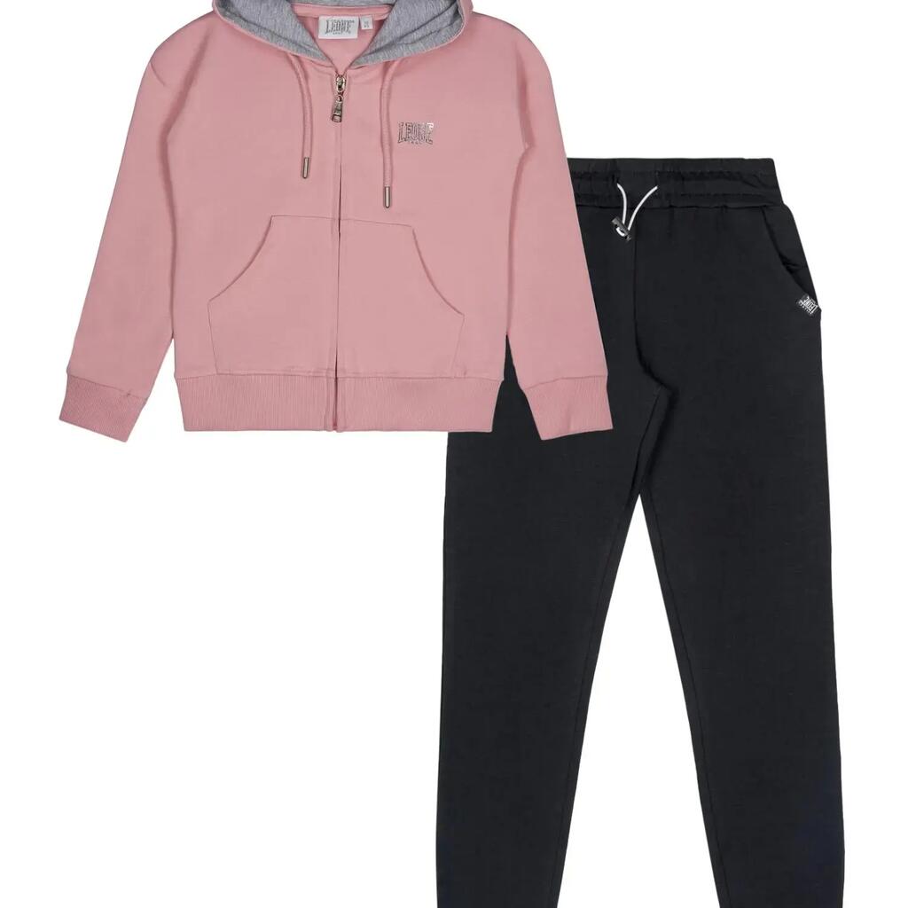 Leone Shiny girls' tracksuit in non-brushed cotton