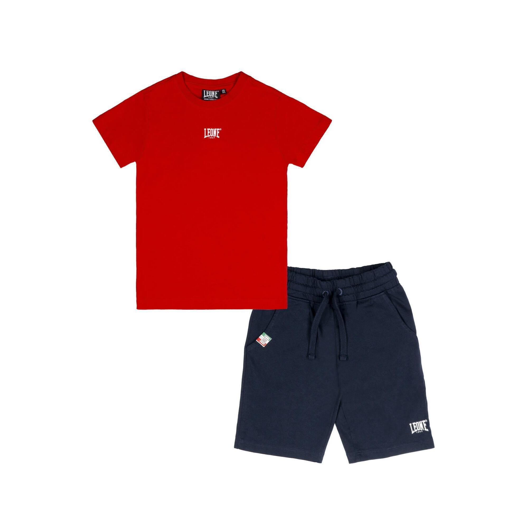 Leone 1947 Apparel - Ensemble Enfant Composé D'Un T-shirt Et D'Un Short En Coton Leone Original - Survêtement - Bleu|rouge -  4 À 6 Ans - Decathlon