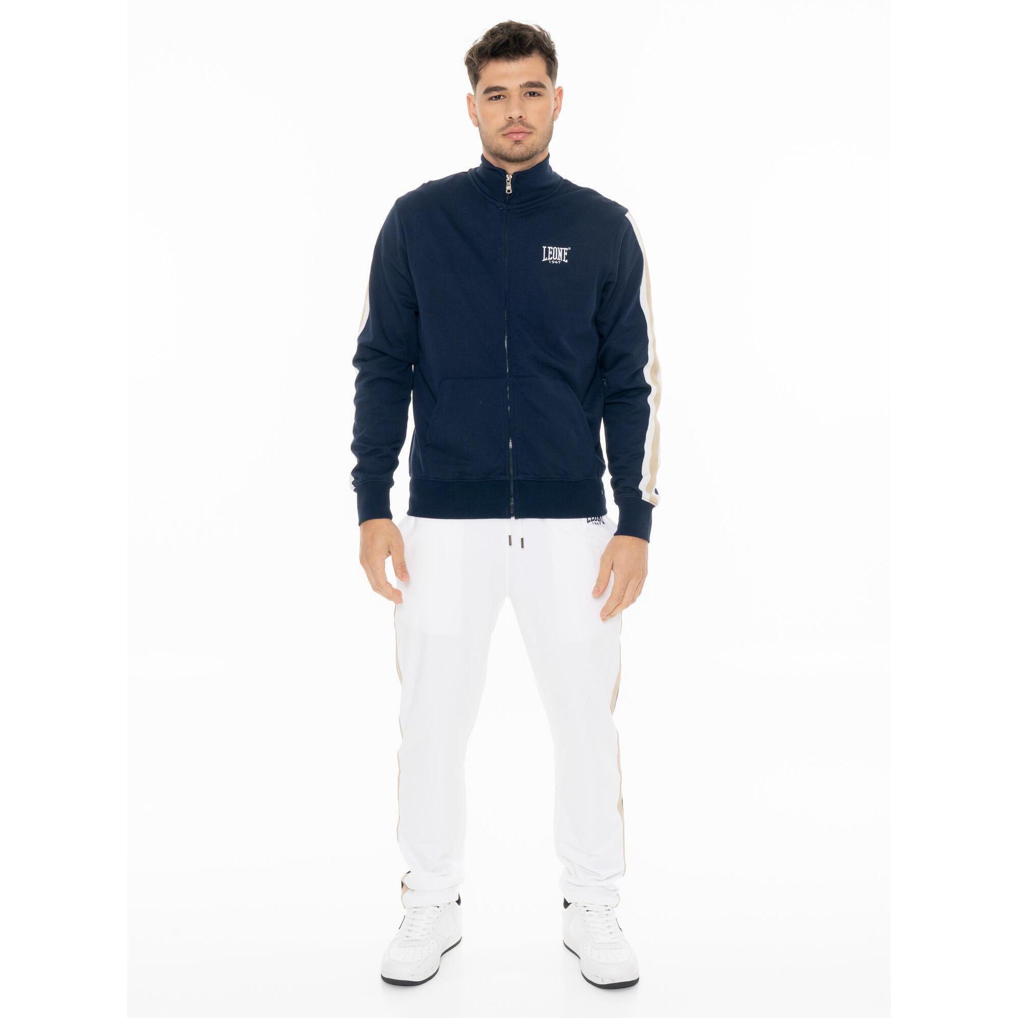 Leone 1947 Apparel - Survêtement Homme Leone Easy Avec Col Et Zip En Coton Non Brossé - Survêtement - Blanc|bleu - 52 2xl - Decathlon