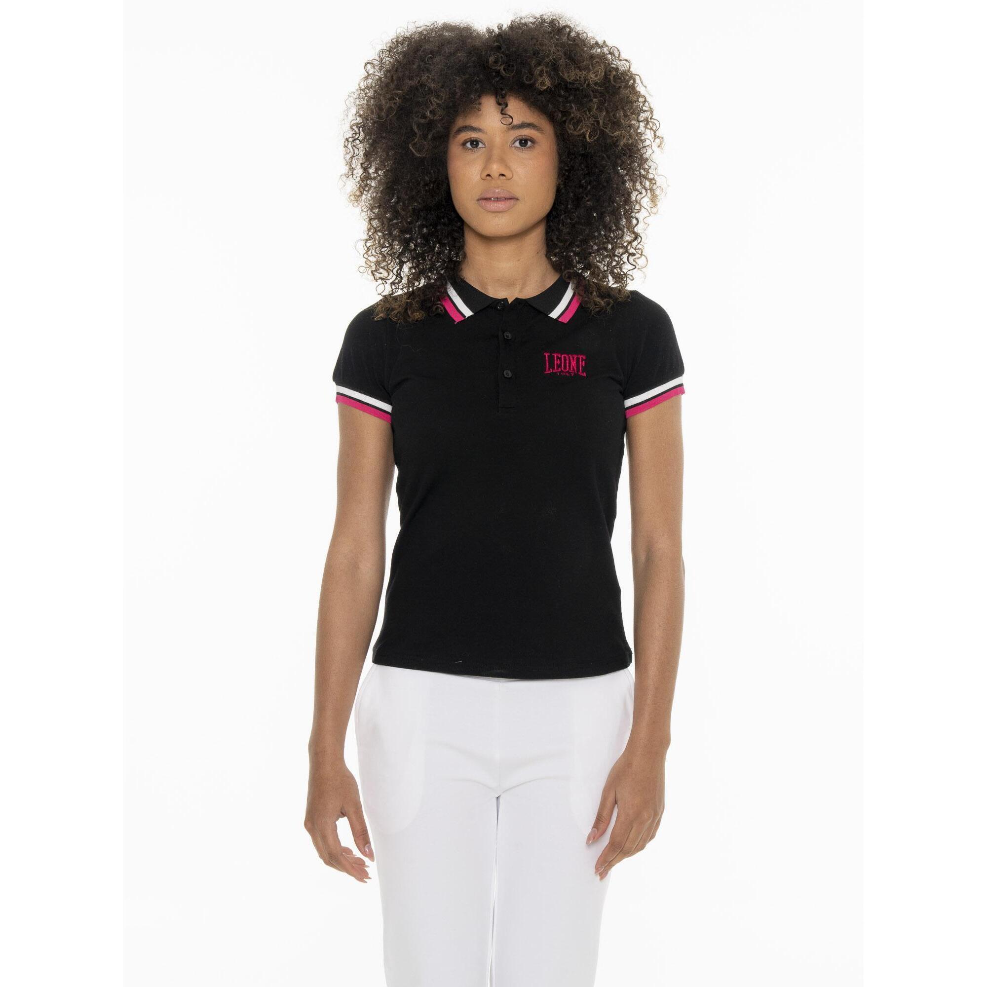 Leone 1947 Apparel - Polo Femme Col Leone Basic - Polo Manches Courtes - Noir - Decathlon