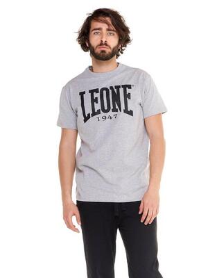 Stretch katoenen t-shirt met korte mouwen en groot leone basic-logo