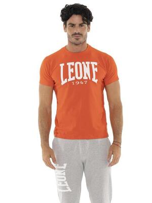 Stretch katoenen t-shirt met korte mouwen en groot leone basic-logo