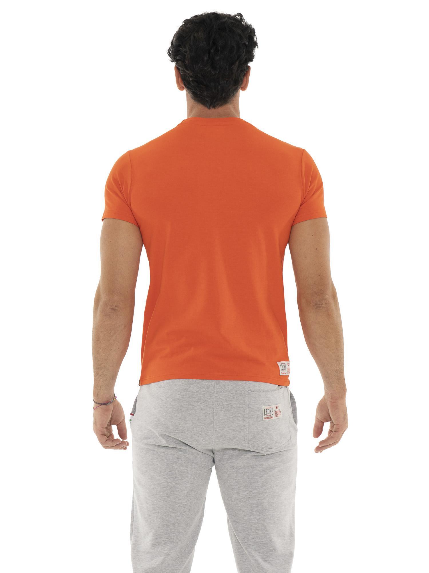 Camiseta de manga corta de algodón elástico con gran logo Leone Basic 4/5