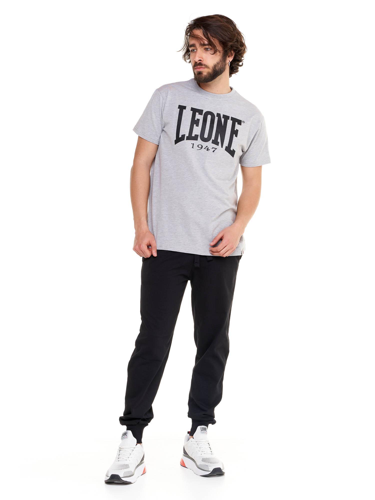 Kurzärmeliges T-Shirt aus Stretch-Baumwolle mit großem Leone Basic-Logo 3/5