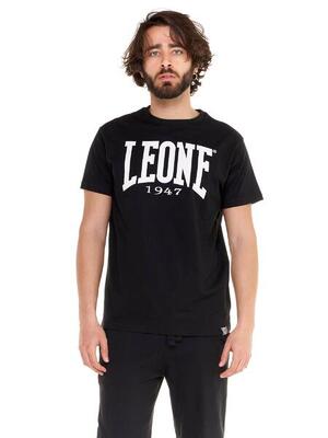 Stretch katoenen t-shirt met korte mouwen en groot leone basic-logo