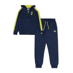 Survêtement enfant en coton non gratté avec capuche et zip Leone Denim Blue