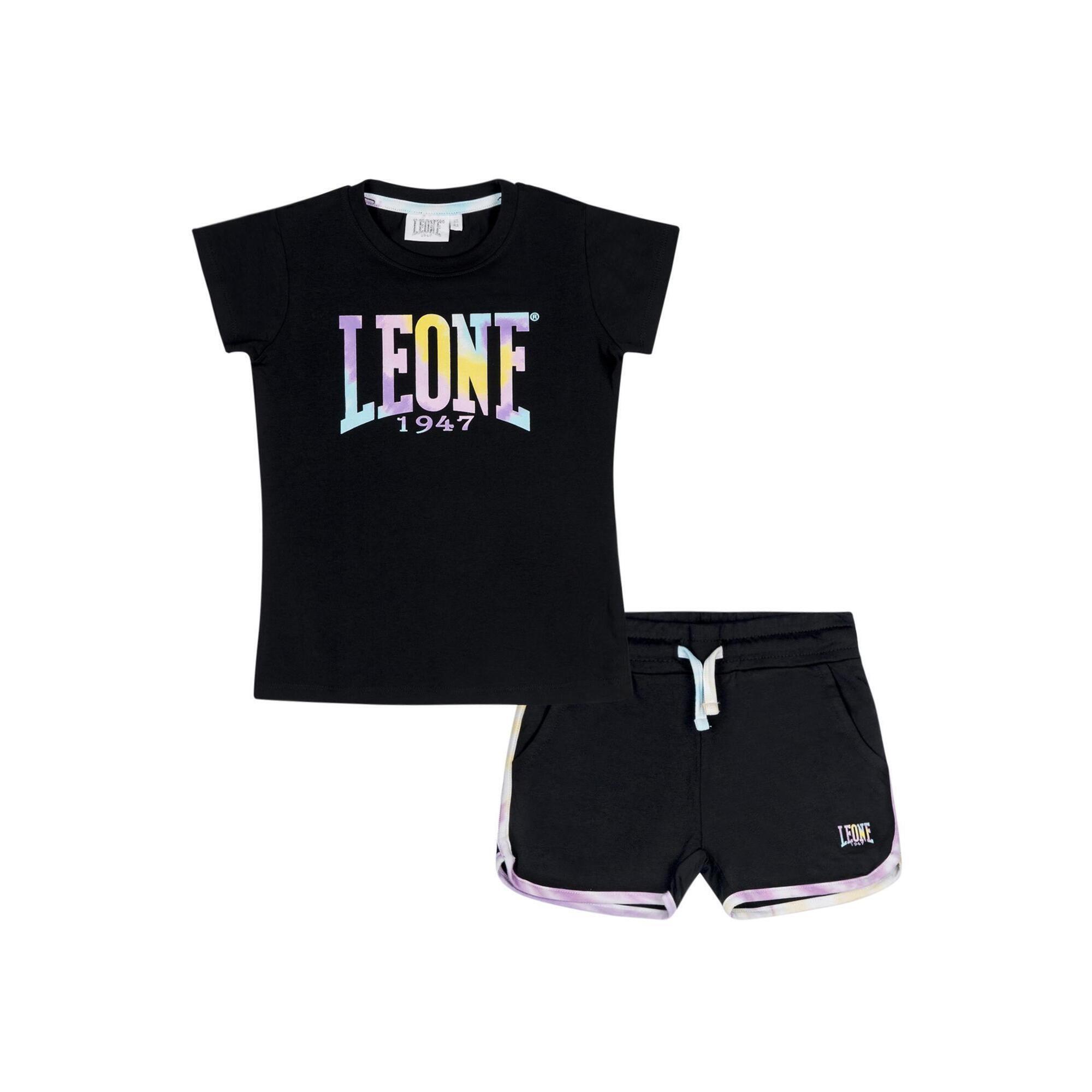Leone 1947 Apparel - Ensemble Fille Composé D'Un T-shirt Et D'Un Short En Coton Leone Rainbow - Survêtement - Noir - Decathlon