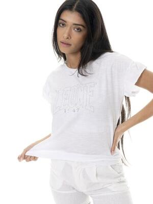 Leone fancy stripes-t-shirt voor dames met ruches aan de mouwen