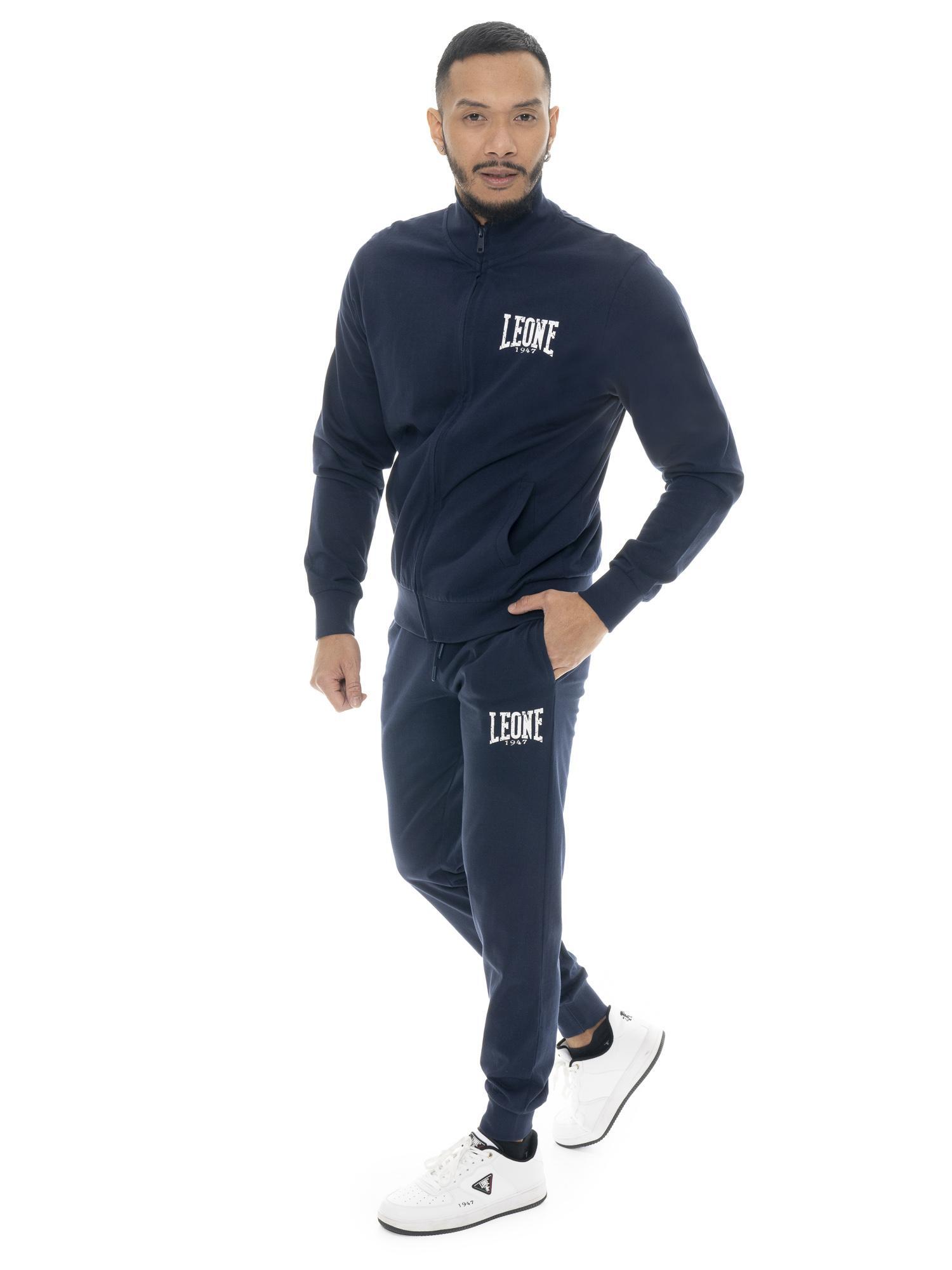 Tuta da uomo in cotone non garzato con colletto e zip Leone HJ 2/5