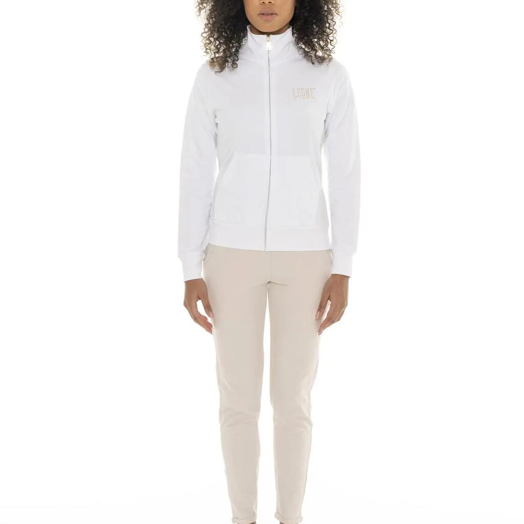 Leone Chic Gold women's tracksuit in non-brushed cotton with collar and zip