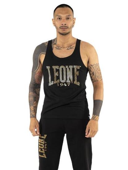 Leone Stripe Gold Herren-Tanktop aus Stretch-Baumwolle