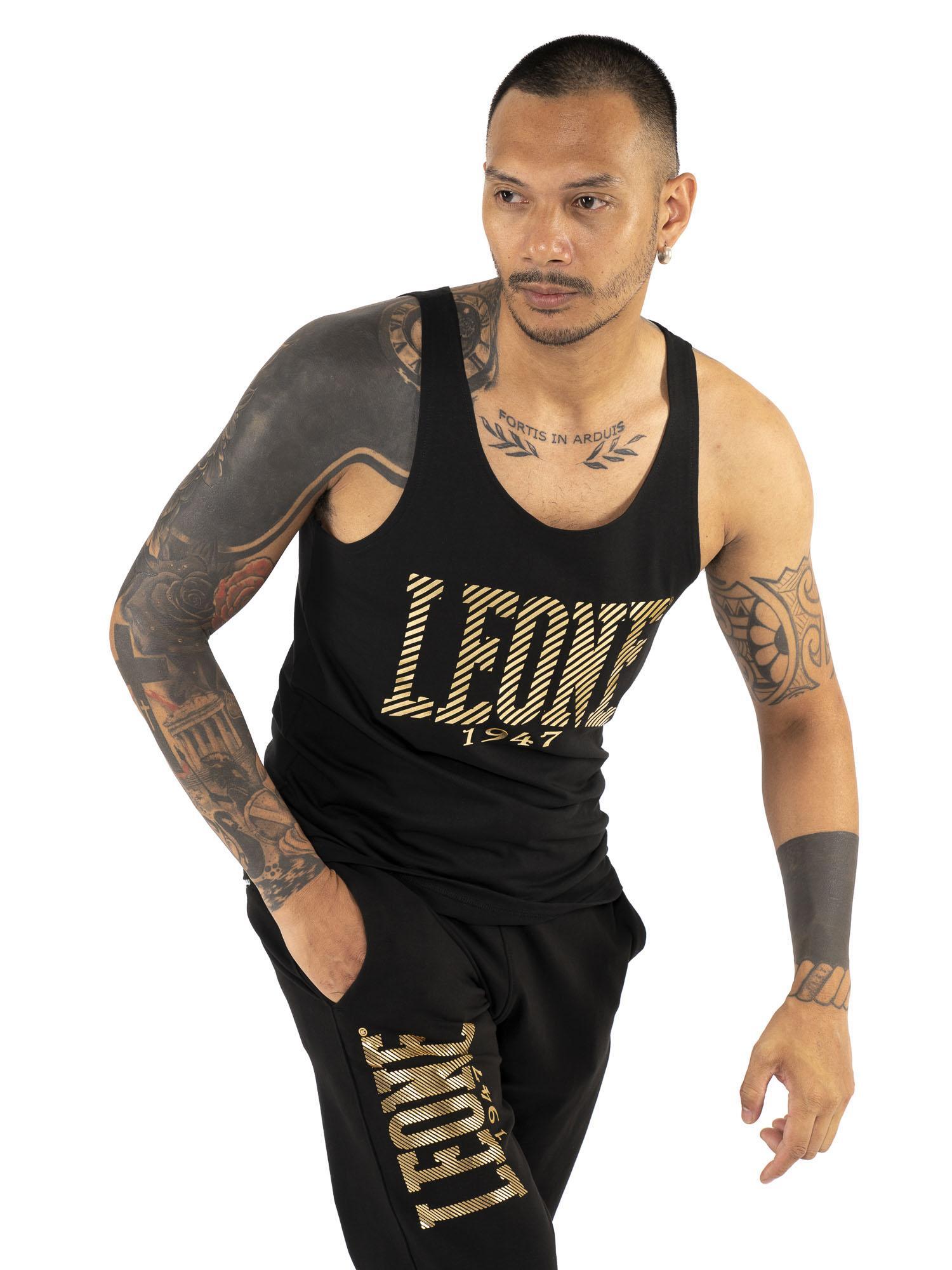 Camiseta de tirantes de hombre Leone Stripe Gold de algodón elástico 5/5