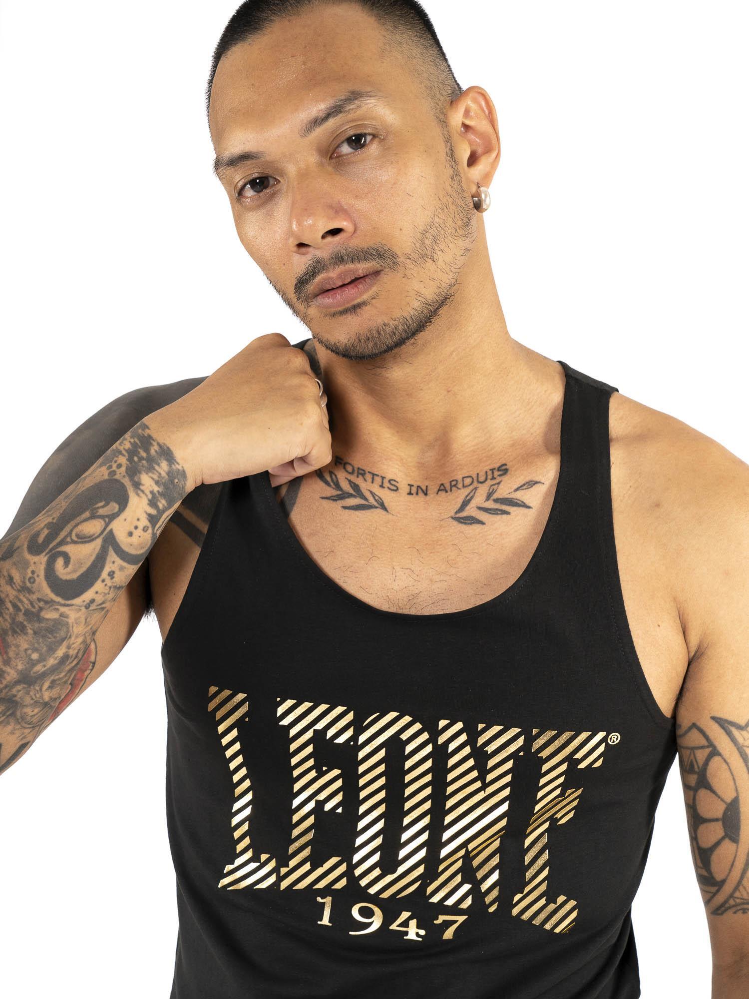 Camiseta de tirantes de hombre Leone Stripe Gold de algodón elástico 3/5