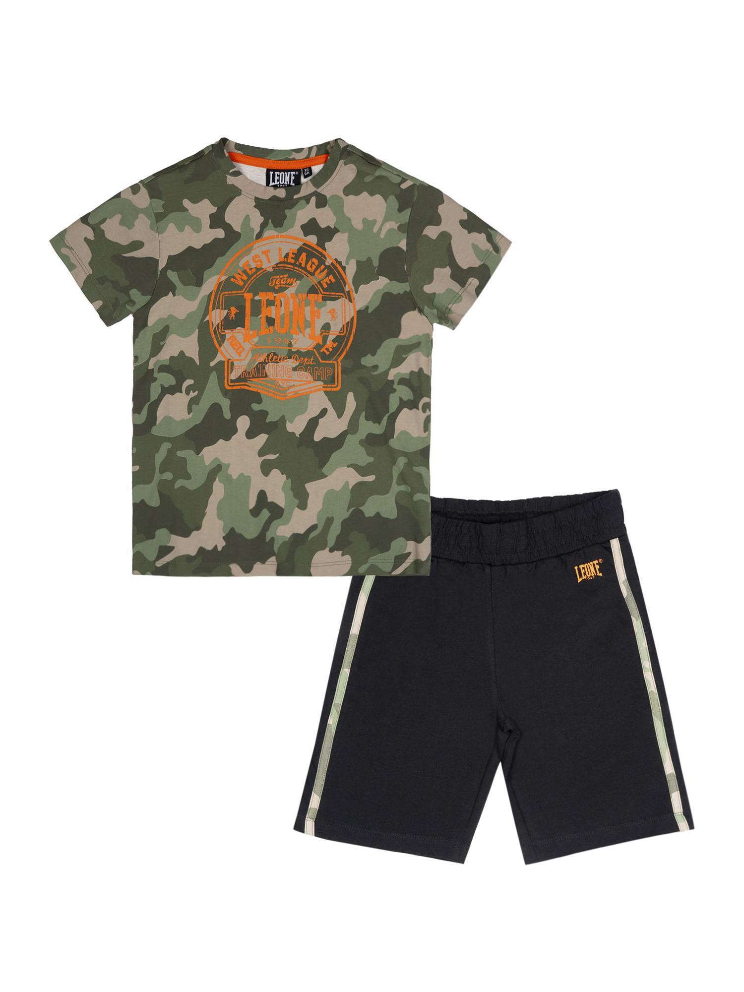 LEONE 1947 APPAREL Kinderset bestaande uit een katoenen T-shirt en short van Leone Camouflage