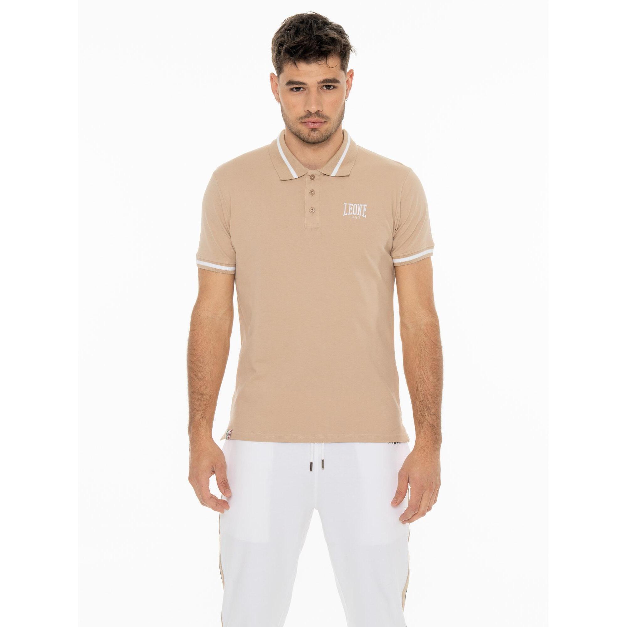 Leone 1947 Apparel - Polo Homme Col Leone Basic - Polo Manches Courtes - Beige - Decathlon